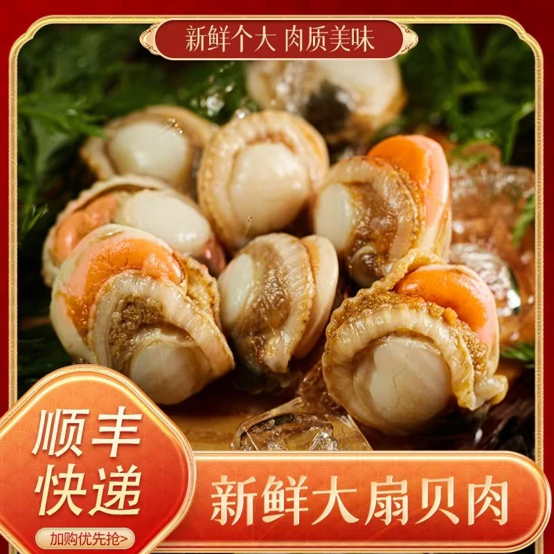扇贝肉新鲜速冻扇贝肉冷冻特大商用特级北城红贝超大号海鲜水产品