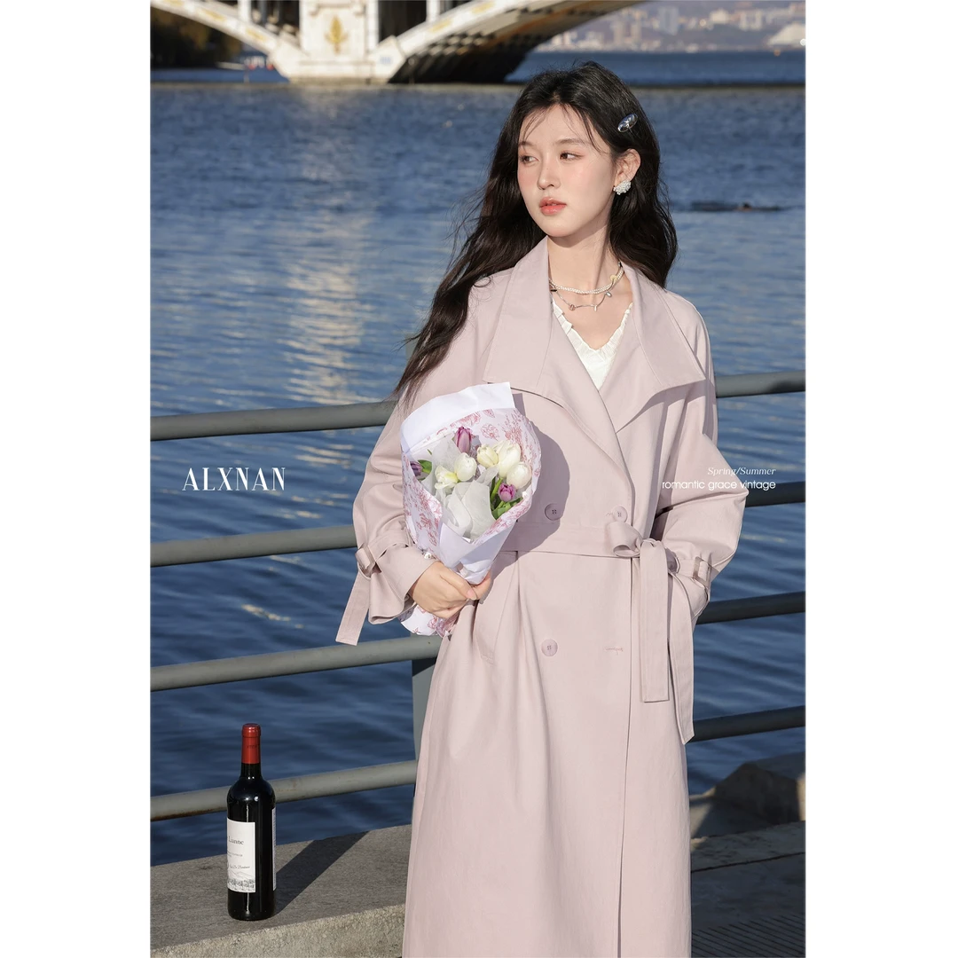 【粉丝福利】鹿向南「春日奏鸣曲」长款风衣外套女2025年春新款L52827