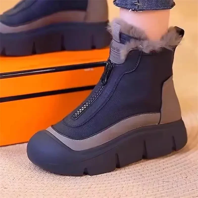 新款加绒加厚冬季女棉鞋2024马丁新款厚底增高雪地靴女保暖百搭鞋