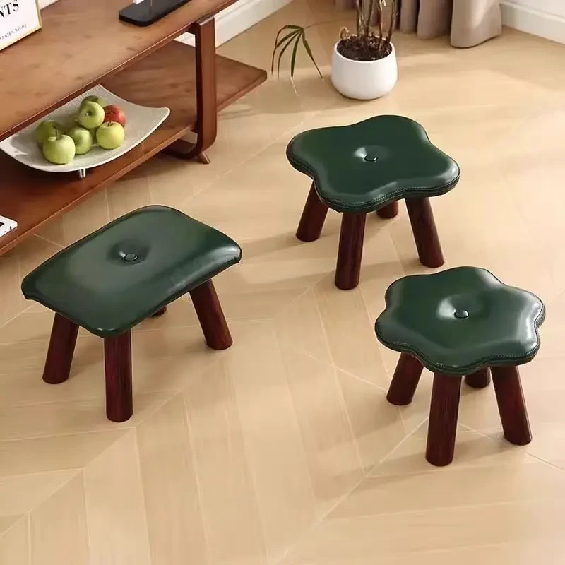 家用儿童矮凳小凳子实木客厅坐墩沙发脚凳软包实木茶几脚踏板凳