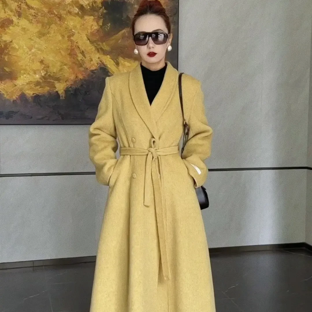 【胡子小妞】秋冬百搭双面呢大衣外套显瘦