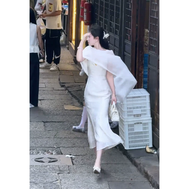 高级感温柔仙气套装女吊带连衣裙飘逸披肩两件套夏季女装名媛气质