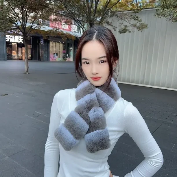 厚款所有人渐变保暖成人装饰围巾韩版毛绒加厚白色