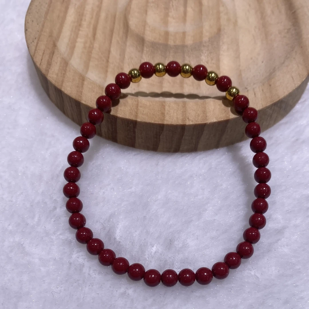 天然辰砂含辰砂工艺品天然辰砂朱砂手链男女情侣款本命年开运饰