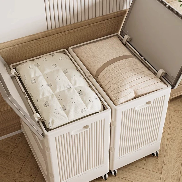 翻盖收纳箱大容量超大家用带滑轮衣服衣物整理箱被子收纳柜储物柜