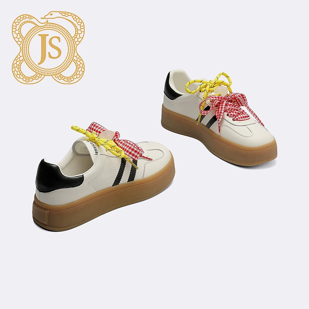 已开价，2162D52531Z德训鞋女款厚底秀气小圆头彩色绑带韩系板鞋