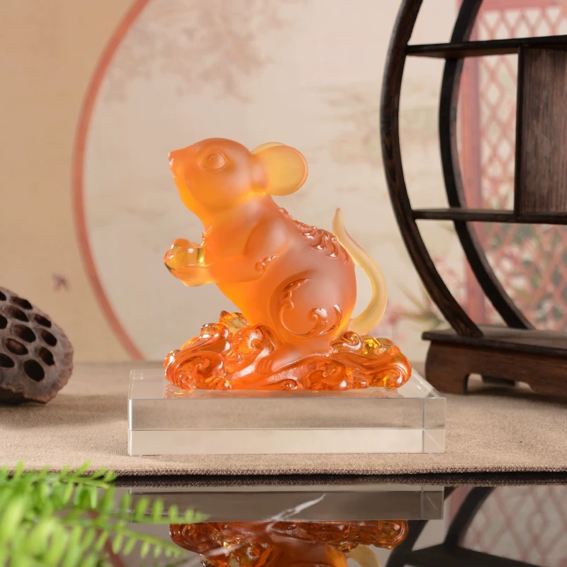 琉璃十二生肖鼠摆件家居饰品客厅商铺公司招财装饰工艺品送礼