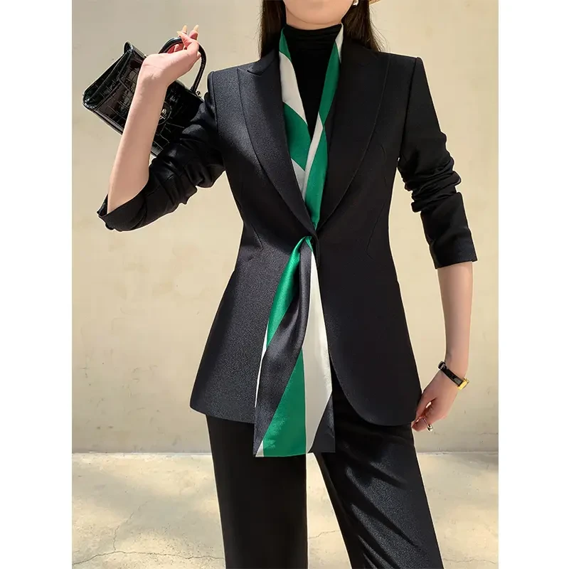 【轻奢高端】黑色西装套装女新款气质通勤职业修身收腰高定西服春秋