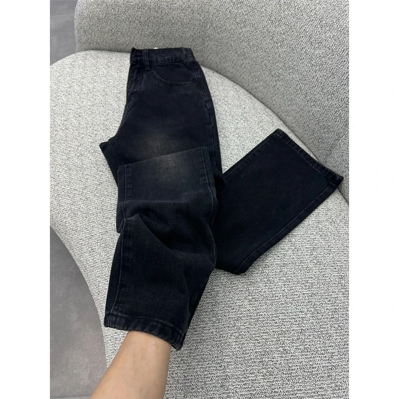 黑色水洗渐变cleanfit牛仔裤男款美式高街vibe裤子显瘦窄版直筒裤