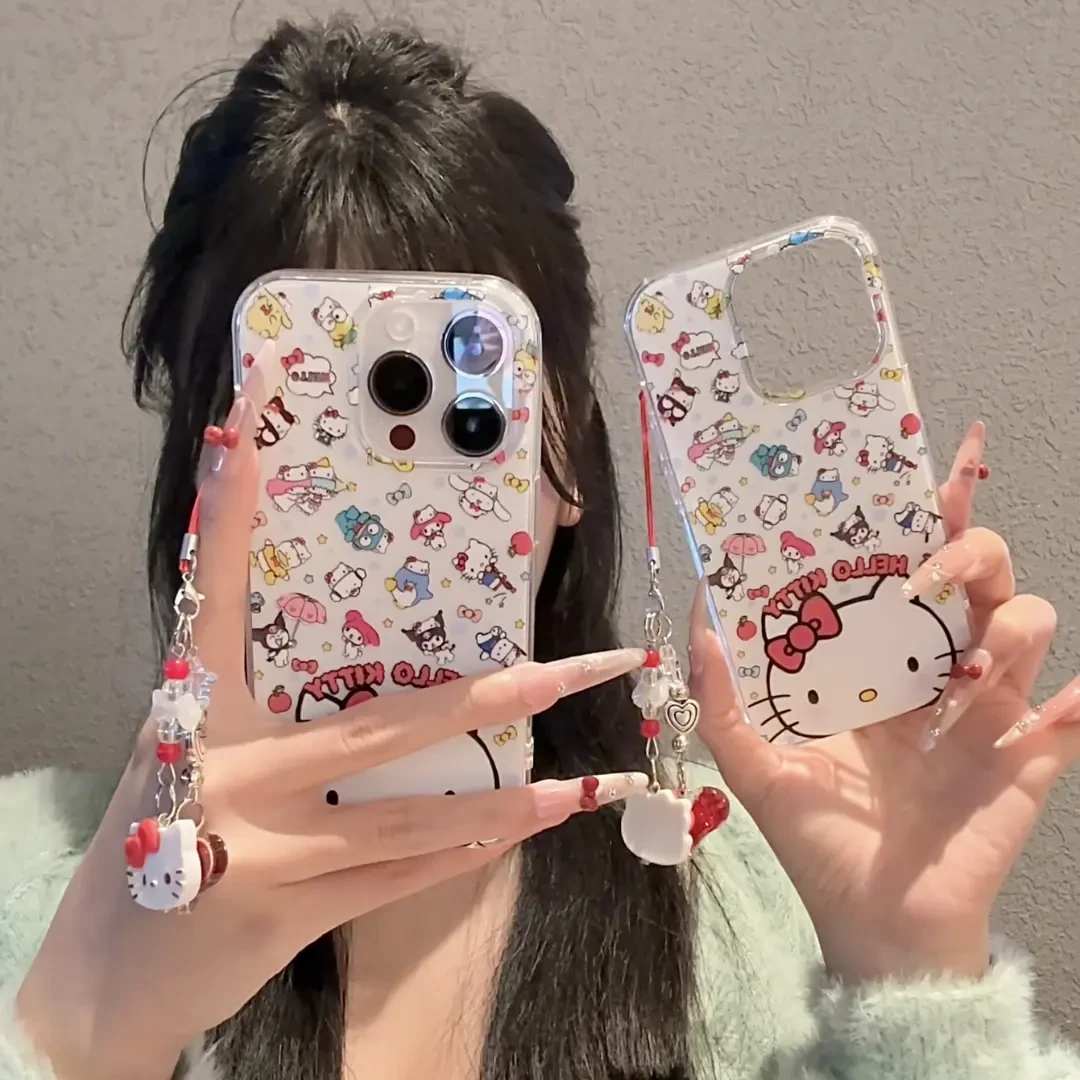 适用kt堆堆乐爱心挂件iPhone16大孔手机壳华为vivo小米oppo白色
