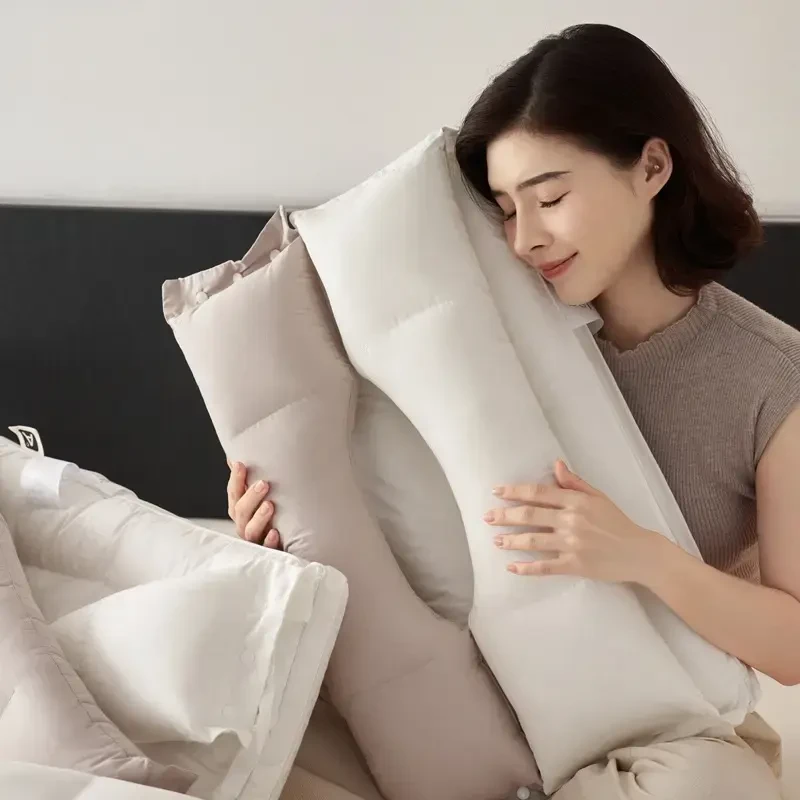 【轻奢家居】升级款双层酣睡枕可拆分枕芯高枕O型护颈家用羽枕芯