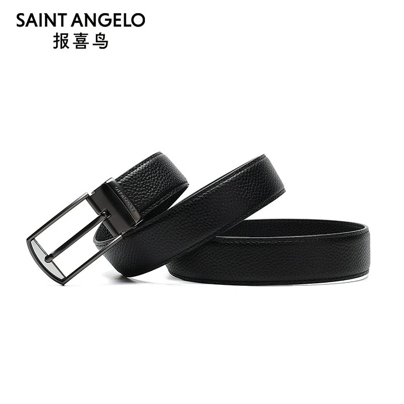 报喜鸟2025春季商务男士时尚休闲皮带正装牛皮革腰带黑色男