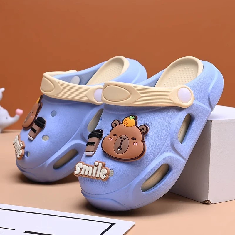 卡皮巴拉儿童洞洞鞋男童夏季新款防滑外穿凉拖鞋包头厚底男孩凉鞋