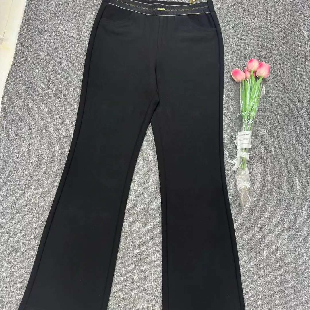 女士高腰显瘦微喇裤春秋修身垂感休闲长裤