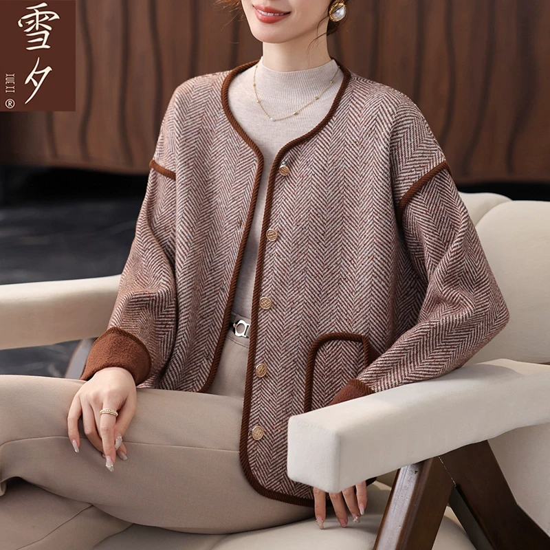 50多岁妈妈春装针织外套中老年女装春秋气质毛呢开衫上衣2025新款