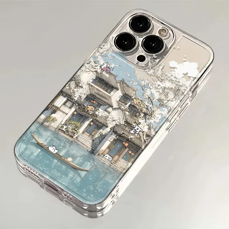 适用线条小狗水乡iPhone16手机壳苹果13/15软11华为vivo小米oppo