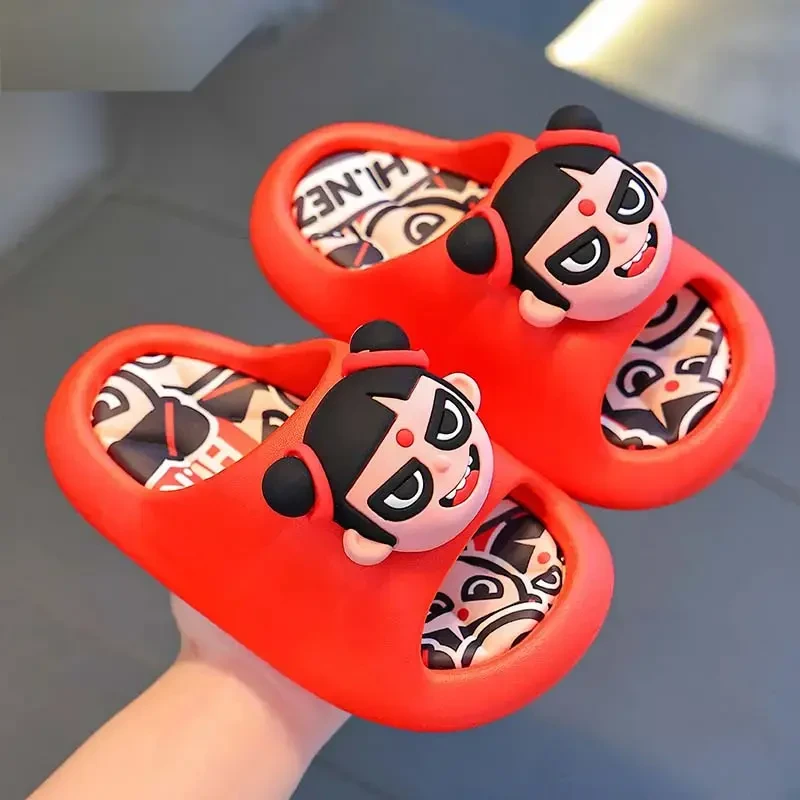 哪吒儿童拖鞋夏季男孩室内一字拖洗澡中大童女童外穿时尚亲子凉鞋