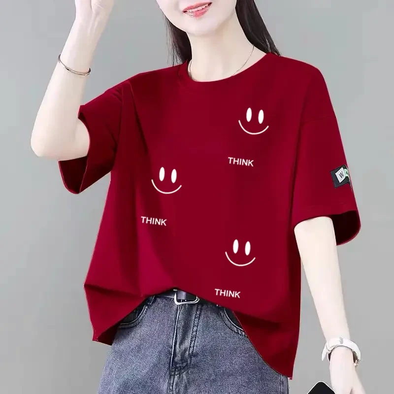 100%纯棉短袖t恤女夏季新款韩版百搭休闲宽松显瘦减龄遮肚上衣ins