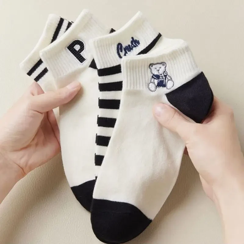 白色袜子女ins潮流百搭春夏款低帮浅口条纹短袜可爱韩系透气女袜