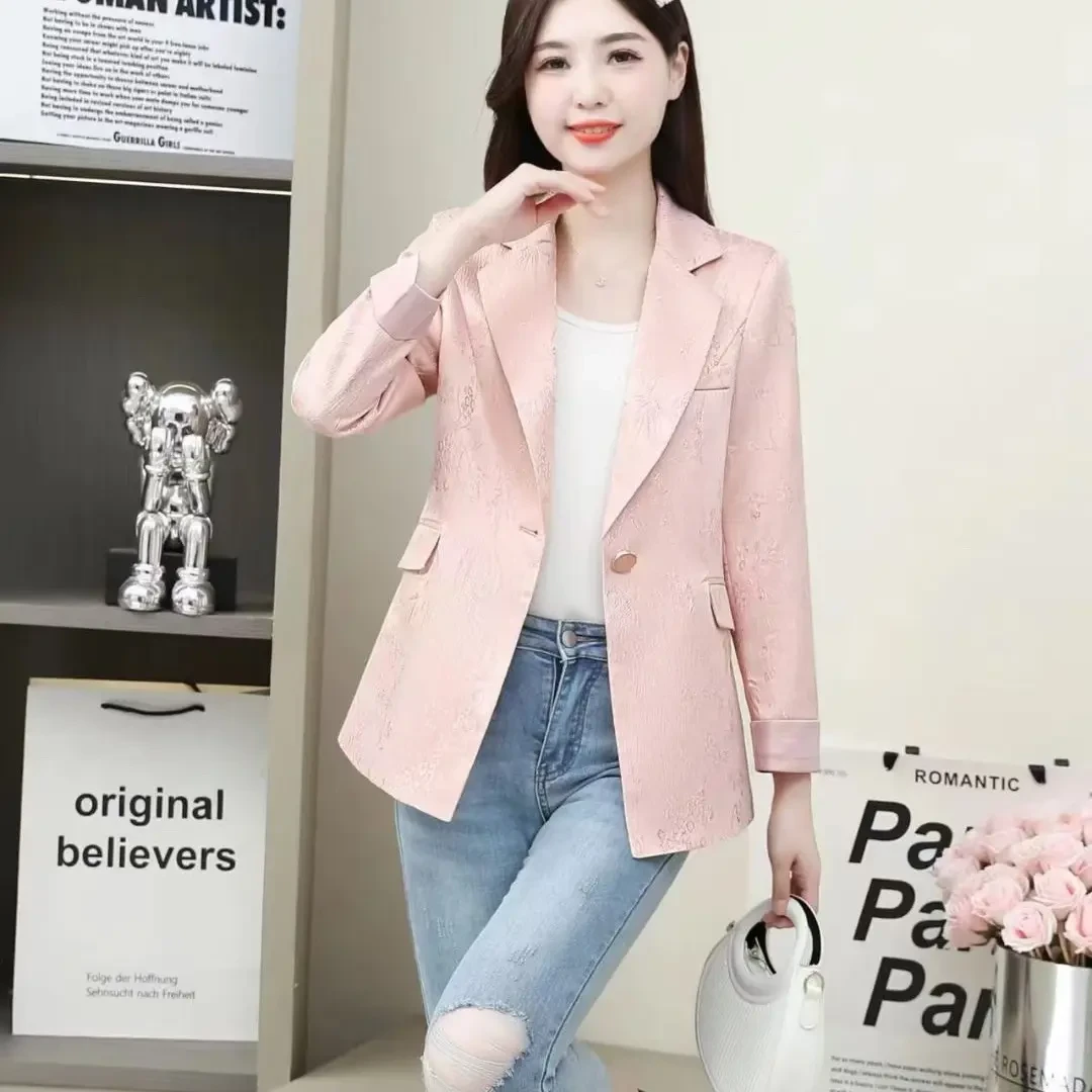 断码清售女士韩版拼接西装领短款长袖纯色显瘦休闲春秋西装外套