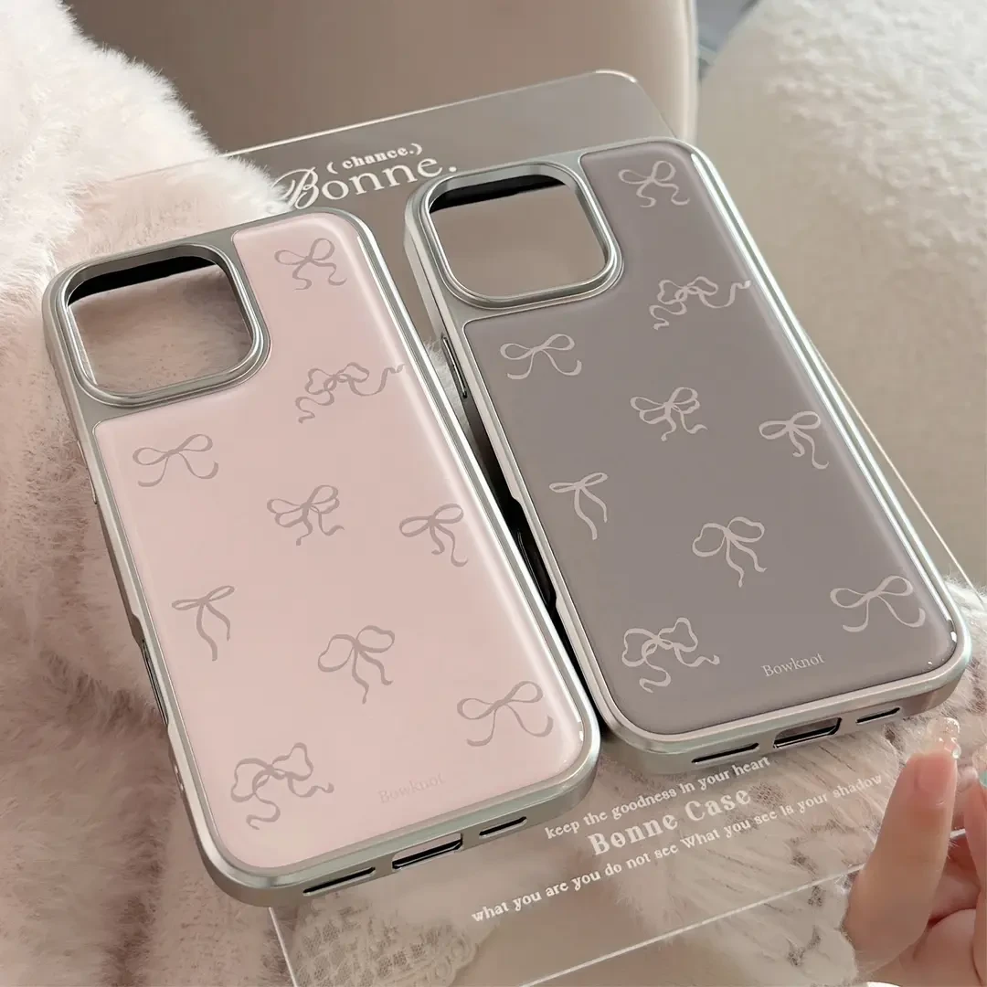 ins韩系蝴蝶结适用16苹果15pro max手机壳iphone14滴胶13小众15硬