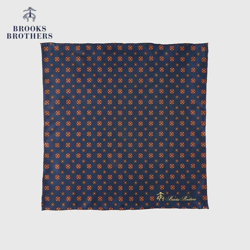 Brooks Brothers/布克兄弟男士春夏新款桑蚕丝层次感印花口袋巾