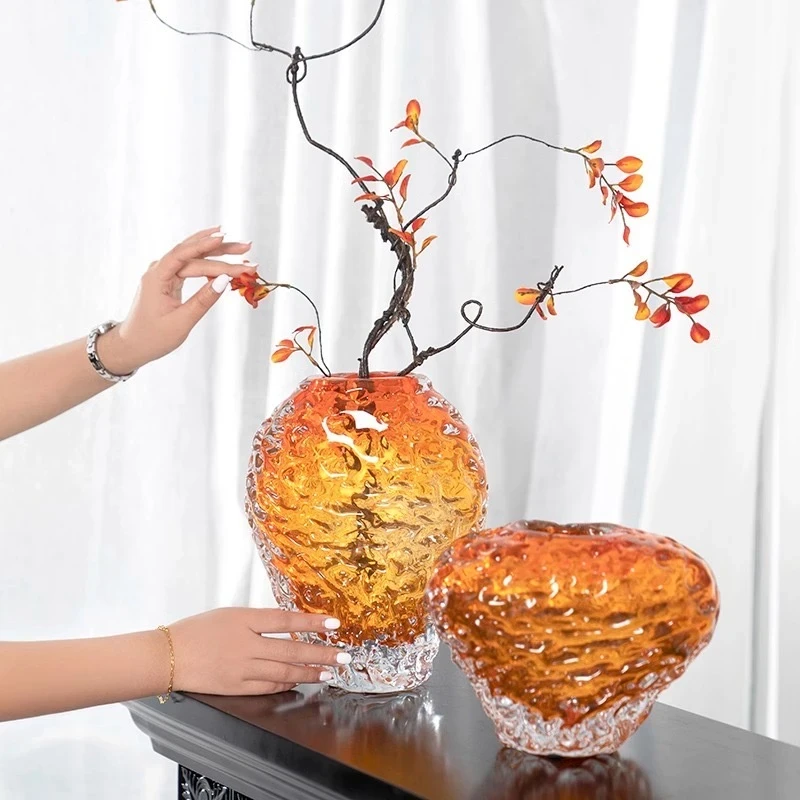 现代轻奢琉璃花瓶新款创意餐桌花瓶摆件客厅插花高级感装饰品摆件