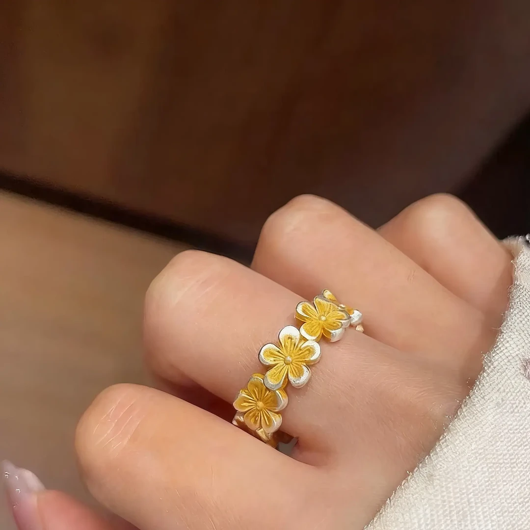 足银戒指 【老庙】花朵开口女复古气质轻奢高级感小众设计ins百搭