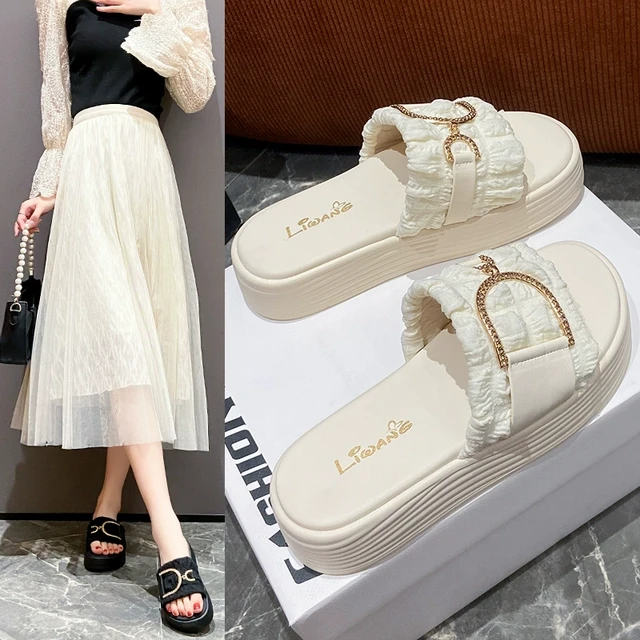 厚底拖鞋女外穿2025夏季新款增高网红爆款松糕一字拖高级感凉拖鞋