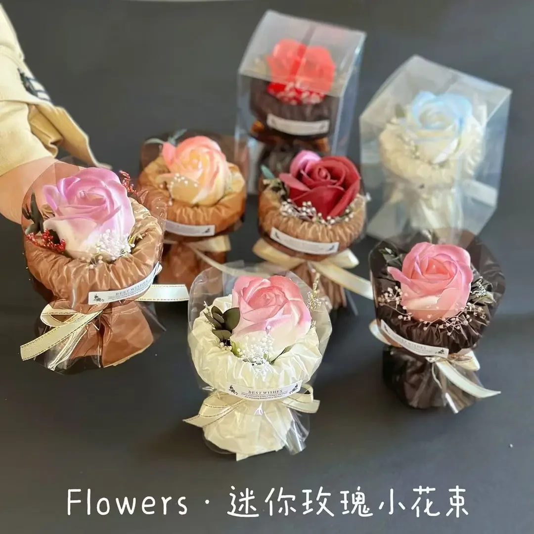 迷你口袋见面小花束玫瑰向日葵永生花仿真花伴手礼生日礼物装饰44