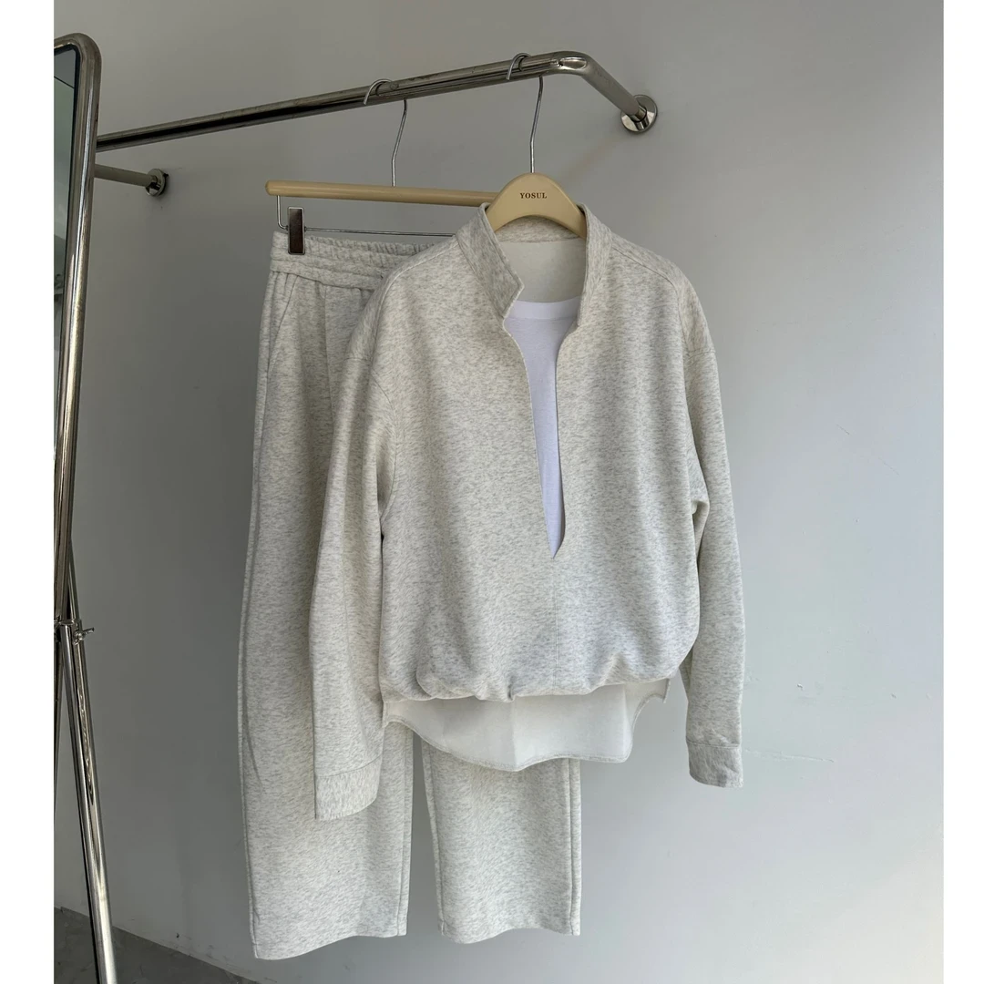 秋季新款休闲运动套装卫衣假两件春日慢人风休闲宽松套装5501+K6