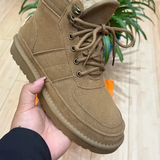 男士雪地鞋加绒时尚雪地靴纯色雪地靴时尚防滑加厚经典冬季保暖