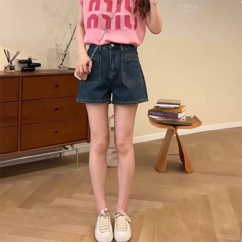 大码牛仔短裤女夏季新款胖妹妹mm梨形身材遮胯显瘦高腰a字热裤