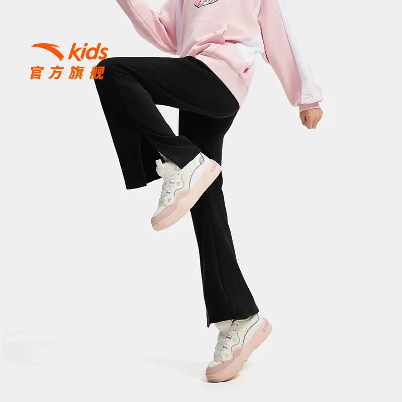安踏儿童女童针织运动长裤2025新款透气亲肤青少年时尚百搭裤子潮