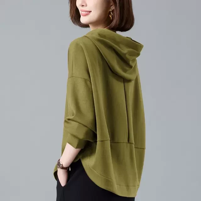 女士卫衣2025新款秋季时尚洋气爆款中年妈妈连帽薄款休闲宽松上衣