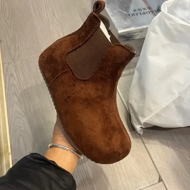秋冬加绒厚底复古切尔西短靴内增高勃肯靴女鞋防滑保暖马丁靴