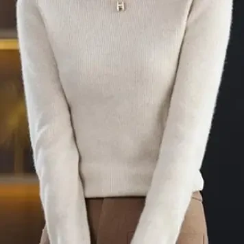 女显瘦针织高领毛常规百搭修身加厚不起球圆领