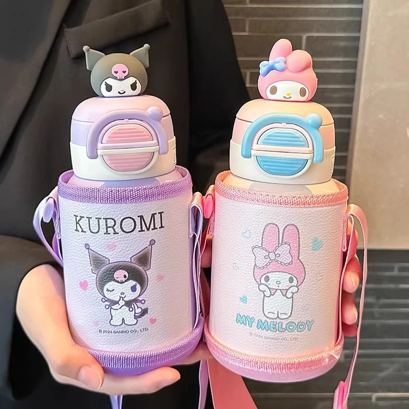 库洛米保温杯吸管可爱女孩水杯小学生6-12岁上学专用吸管杯大容量