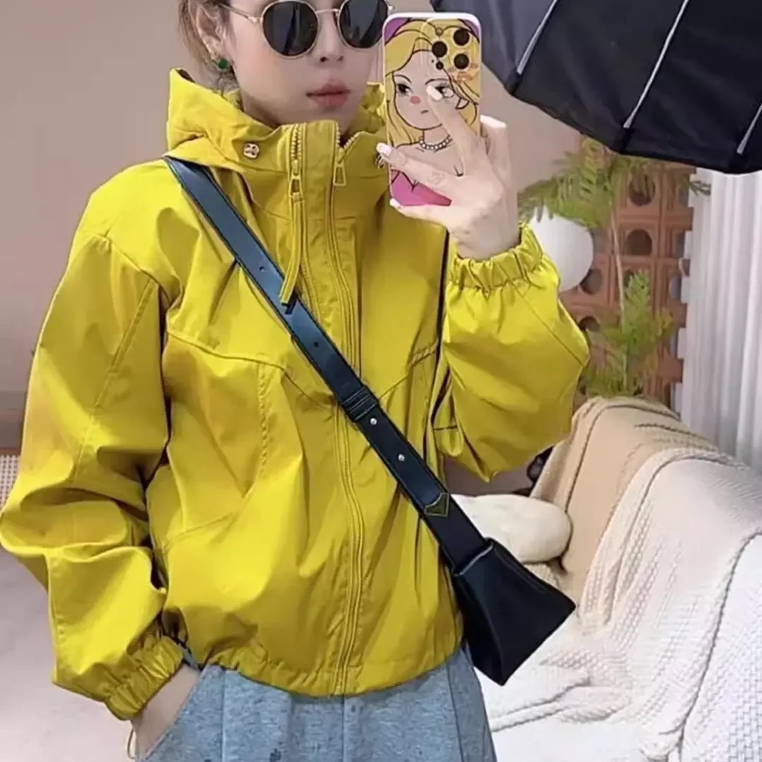 纯色双拉链冲锋衣外套女2025新款爆款春秋时尚减龄设计感夹克上衣