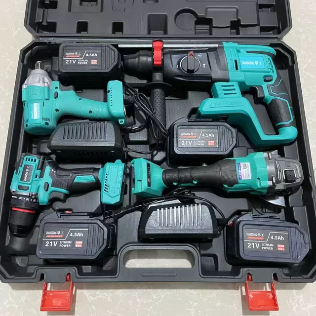 掌工15节无刷充电电锤锂电池角磨机冲击钻电动扳手无线工具四件套