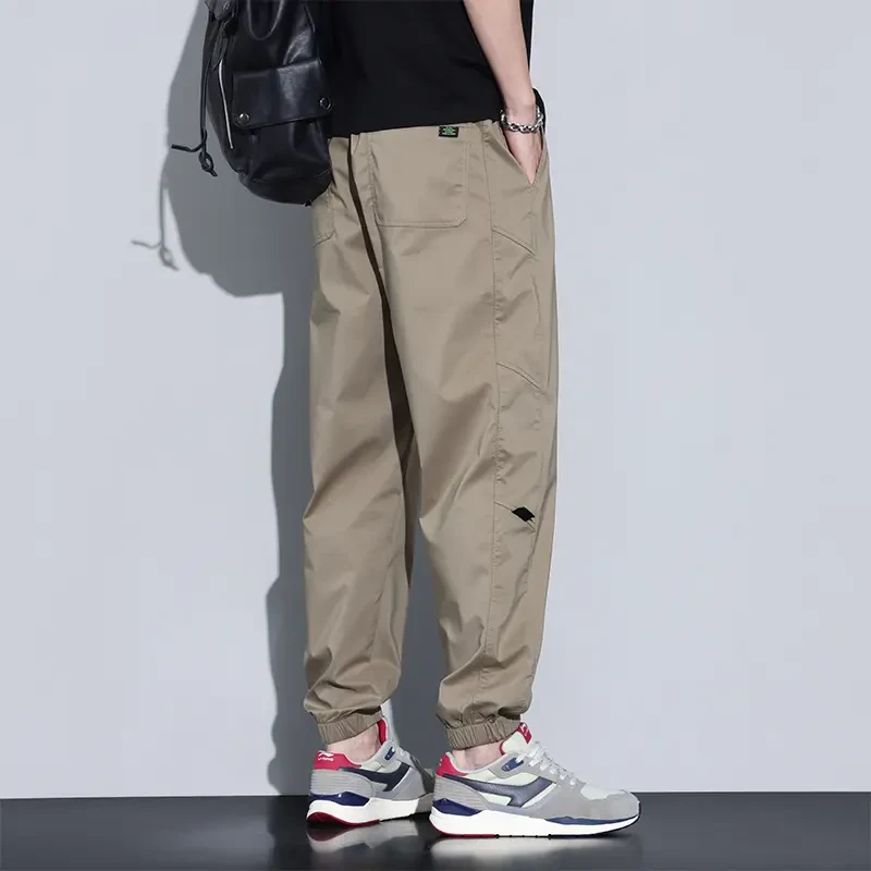 Cebrodz夏季薄款冰丝休闲裤男款运动宽松束脚九分裤户外