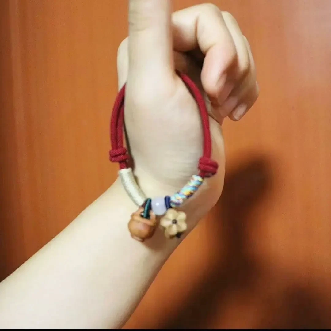 非金属布艺手链 桃核手链手绳桃木梅花男女闺蜜礼物原创国潮风