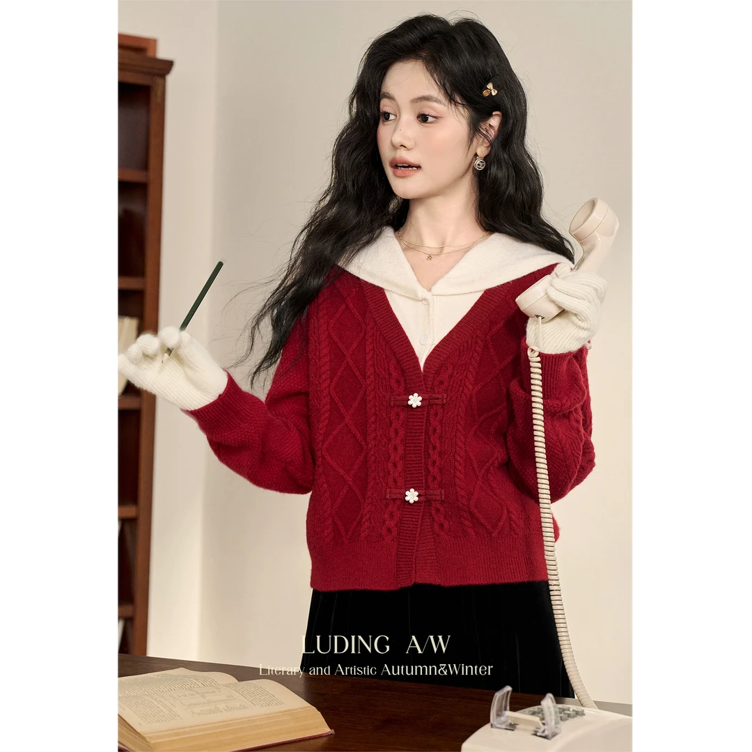 【鹿盯盯】微胖大码女装新款胖mm气质毛衣高级感宽松针织上衣D07615