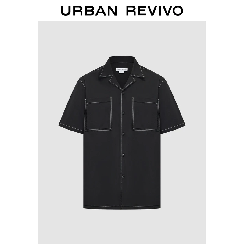 UR2025秋季新款男装时尚撞色明线短袖开襟衬衫UMY250002