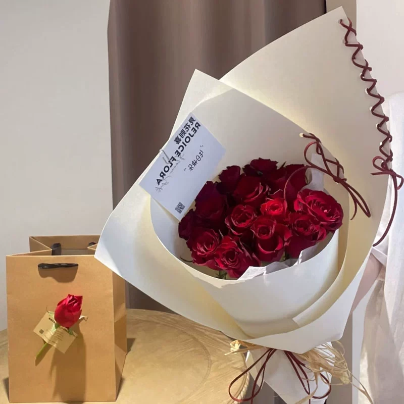 花店 网红芭蕾风硬挺加厚牛皮纸丝带花束包花纸手工diy鲜花包装