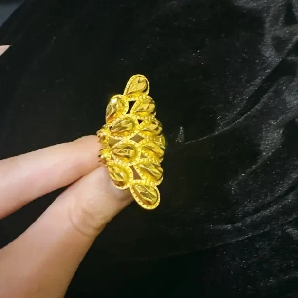 铜合金戒指 铜合金 大凤尾开口可调节气质轻奢百搭不掉色指环女