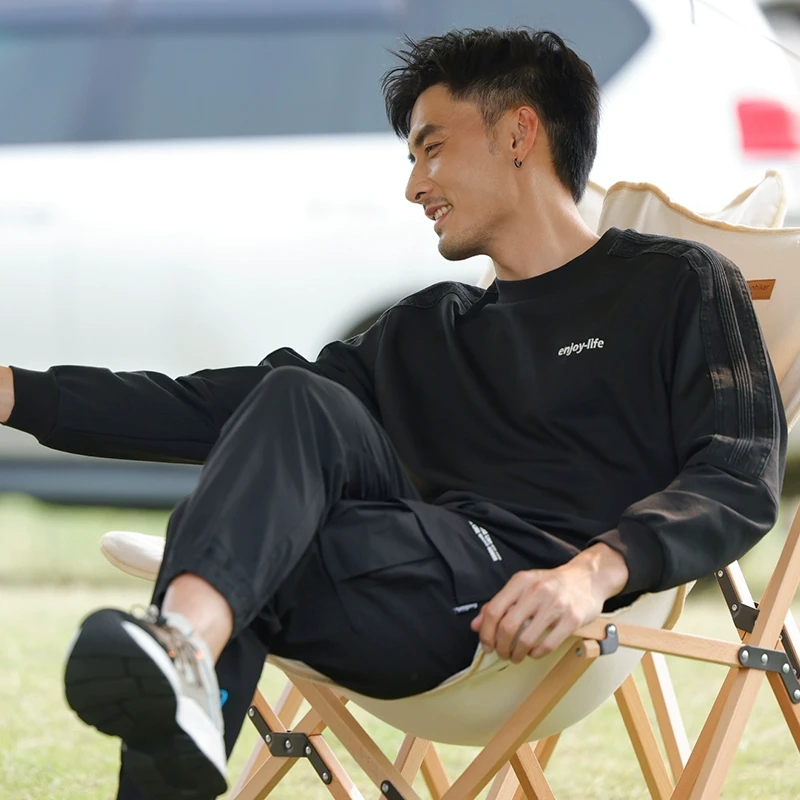 中和休闲圆领卫衣男春季新款宽松上衣长袖休闲外套D7318063