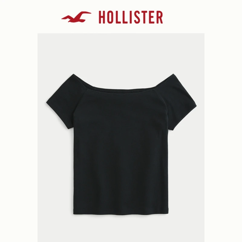 合并Hollister25春美式辣妹修身一字肩露肩短袖T恤女装KI339-5064