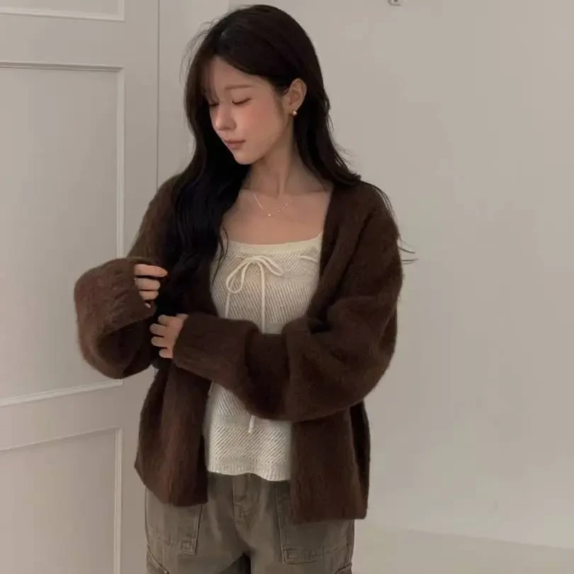 No退No换东大门女装2025秋冬慵懒风宽松百搭针织开衫上衣女71i-b1