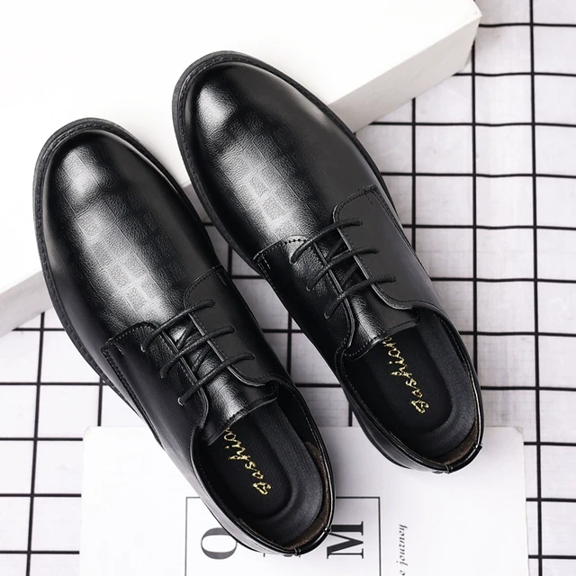 商务正装皮鞋男款英伦软皮软底休闲新郎结婚内增高男士伴郎西装鞋